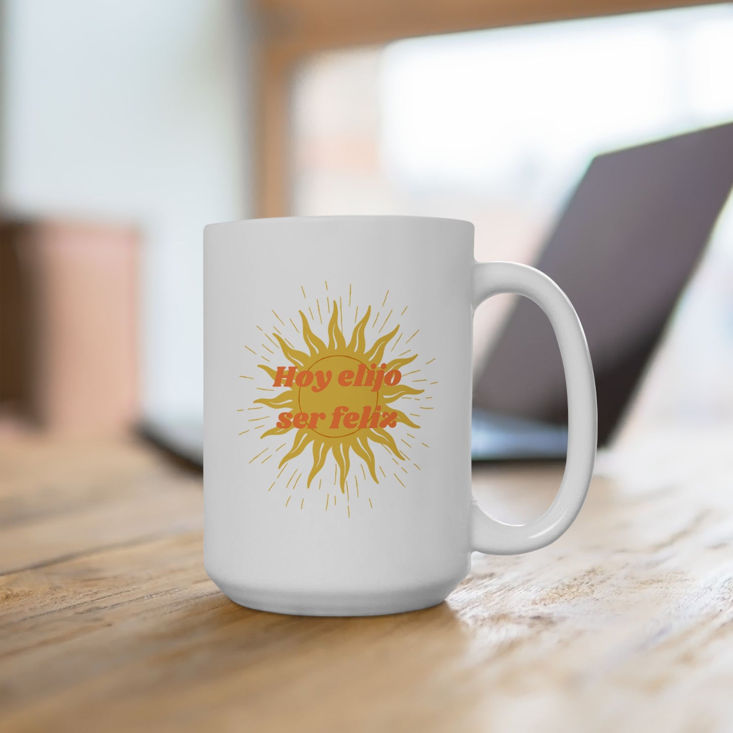 Mug - 'Hoy Elijo Ser Feliz' Empowering Quote Ceramic Mug, 11oz/15oz