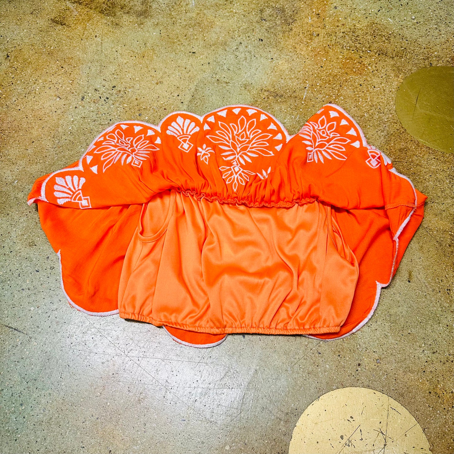 Embroidered Crop Top with off shoulder sleeves