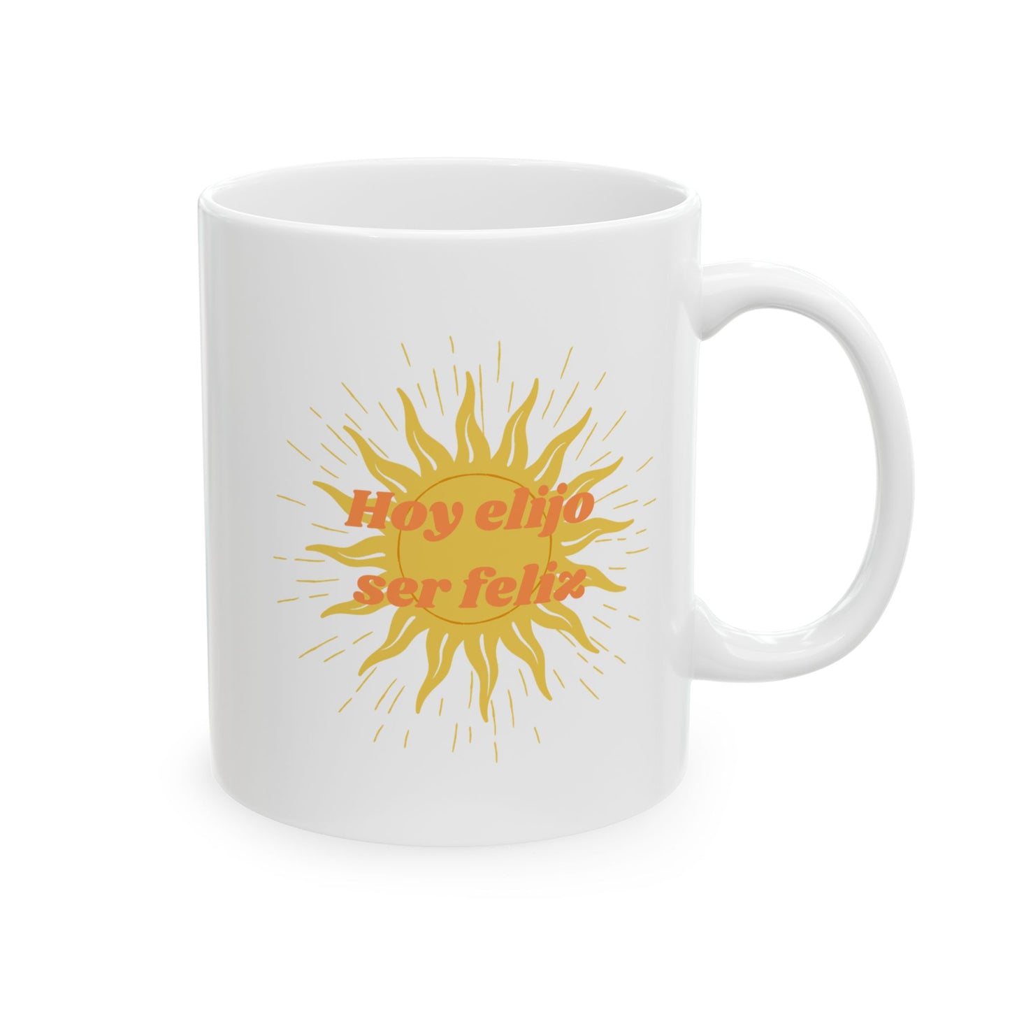 Mug - 'Hoy Elijo Ser Feliz' Empowering Quote Ceramic Mug, 11oz/15oz