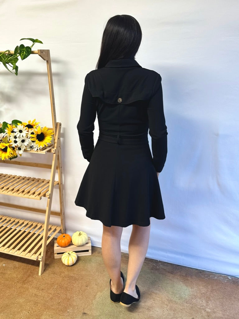 Black Long Jacket with Belt