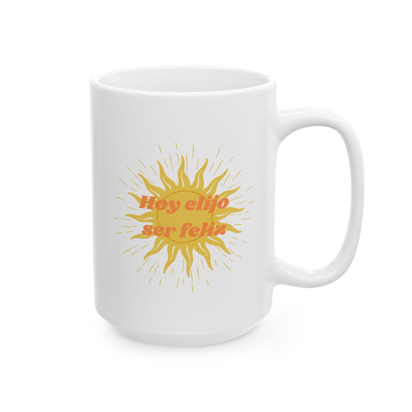Mug - 'Hoy Elijo Ser Feliz' Empowering Quote Ceramic Mug, 11oz/15oz