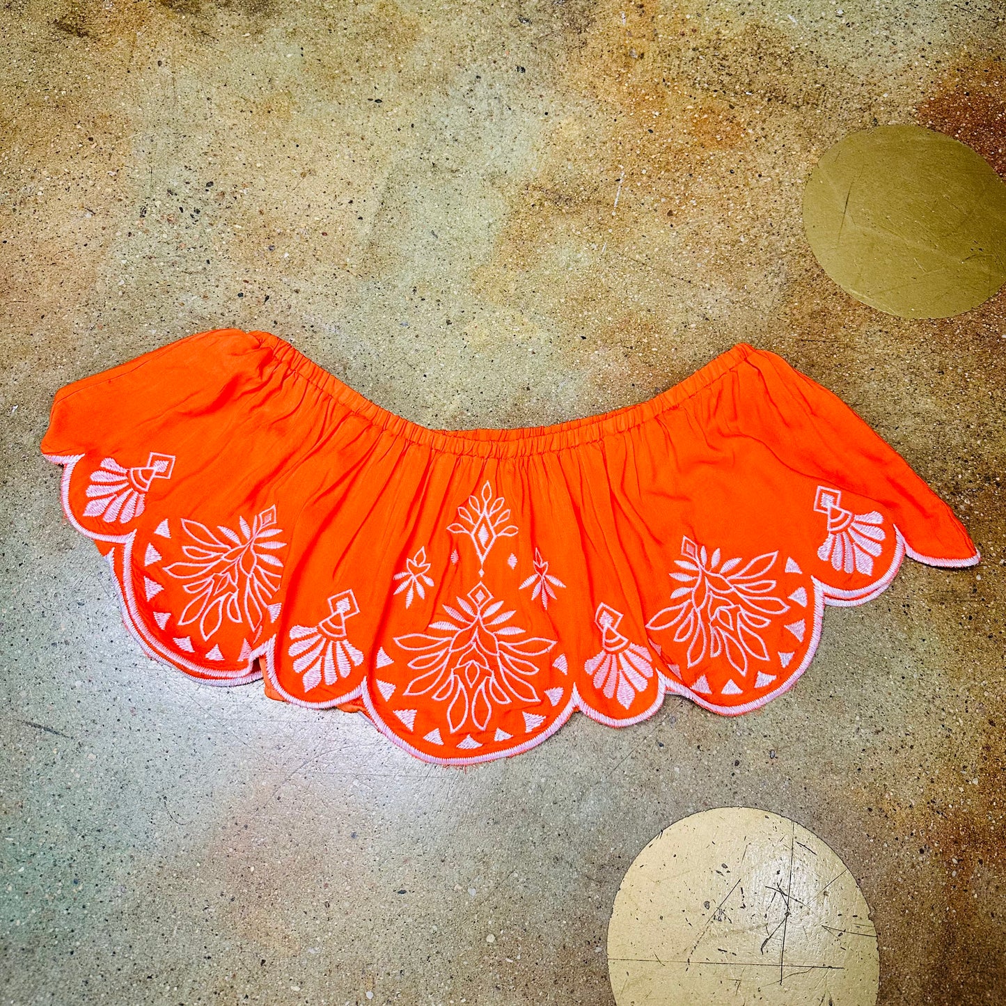 Embroidered Crop Top with off shoulder sleeves