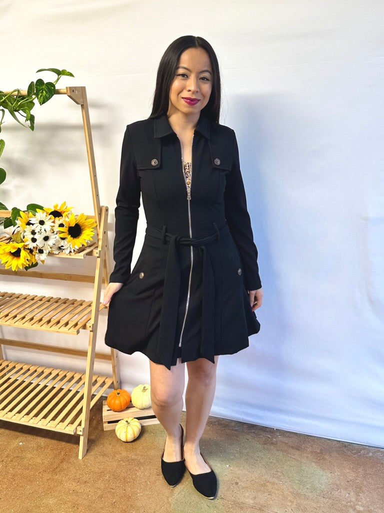 Black Long Jacket with Belt