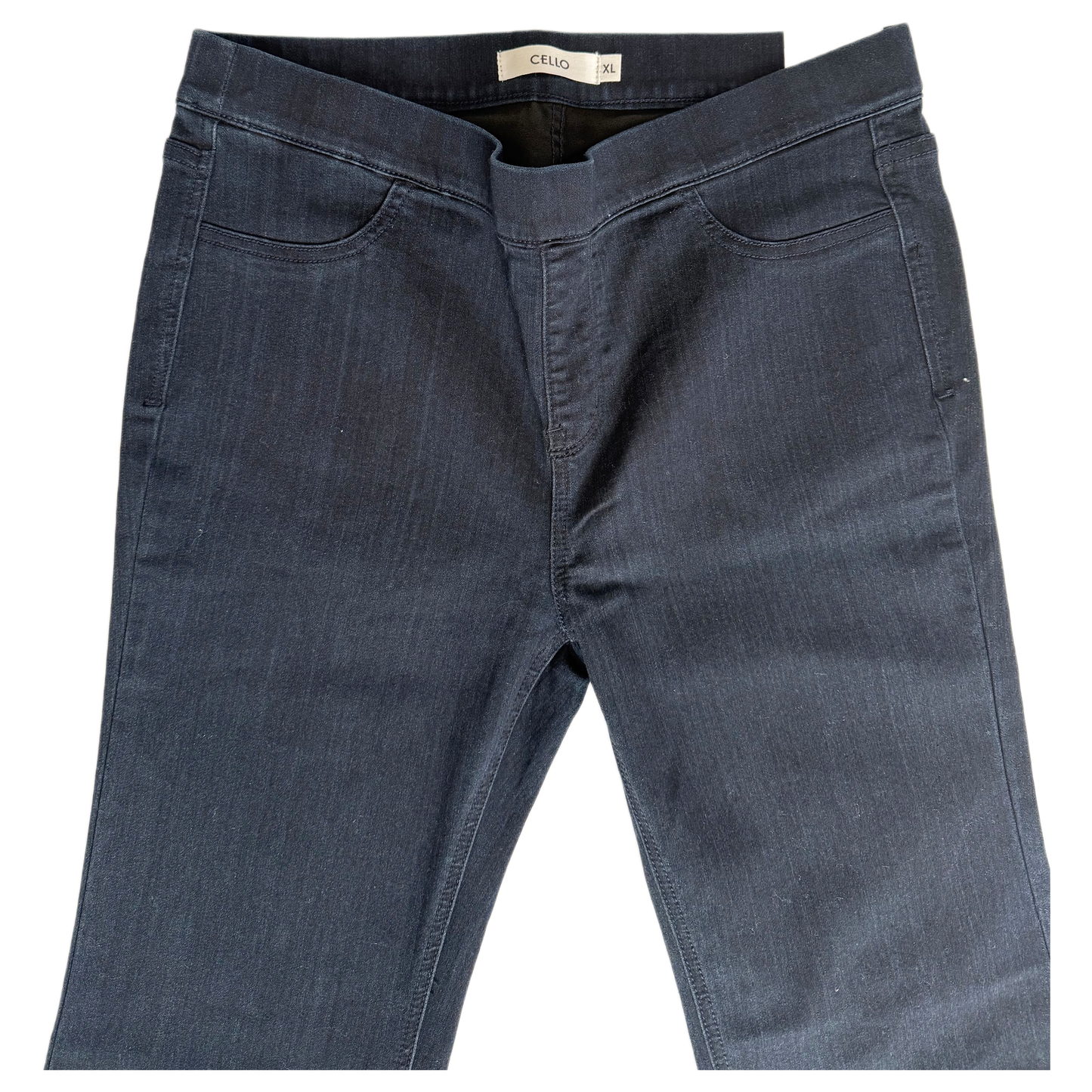 Cello Mid Rise Pull On Boot-cut Jeans - Women's Deluxe Comfort Stretch Rayon Denim, Dark Wash (Sizes L & XL)