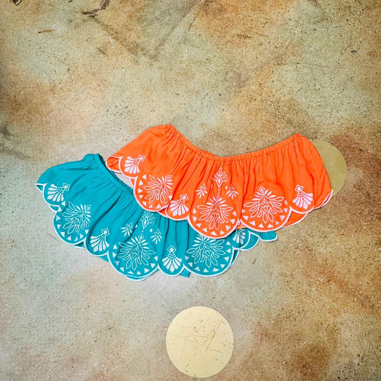 Embroidered Crop Top with off shoulder sleeves