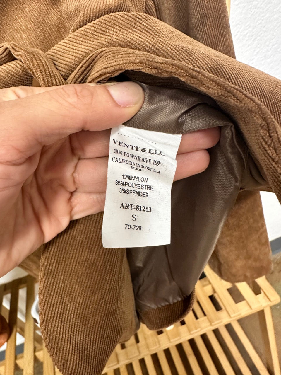 Brown Corduroy Jacket Size Small