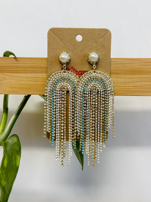 Rainbow Rhinestone Dangling Earrings