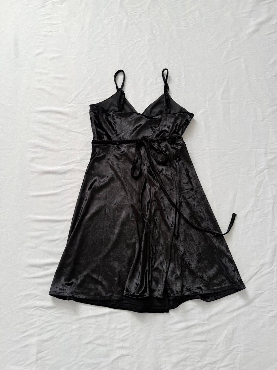 Short Black Velvet Wrap Cocktail Dress - A-Line