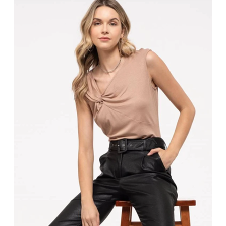 Black or Beige Knot Basic Top