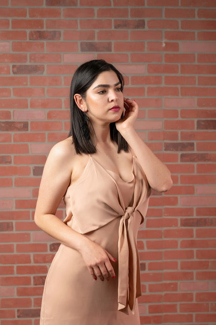 Beige Casual Date Dress