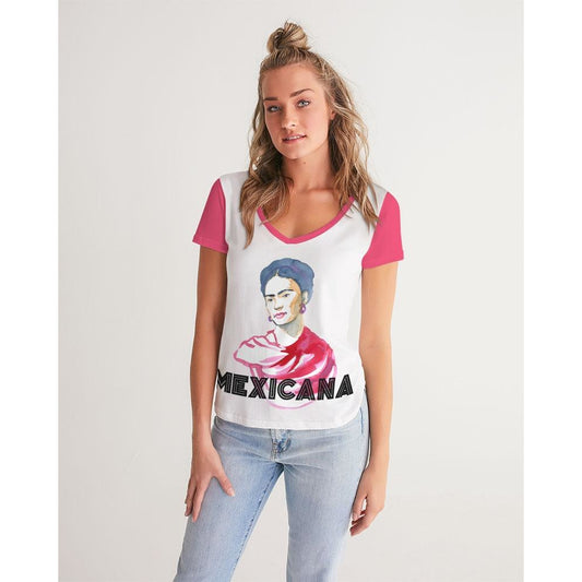 Frida Portrait Women's V-Neck Tee - Descendencia Latina