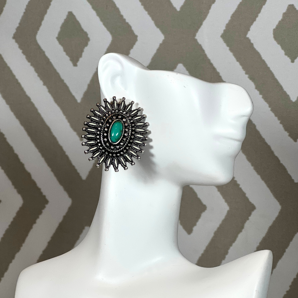 Sunflower Turquoise Stud Earrings