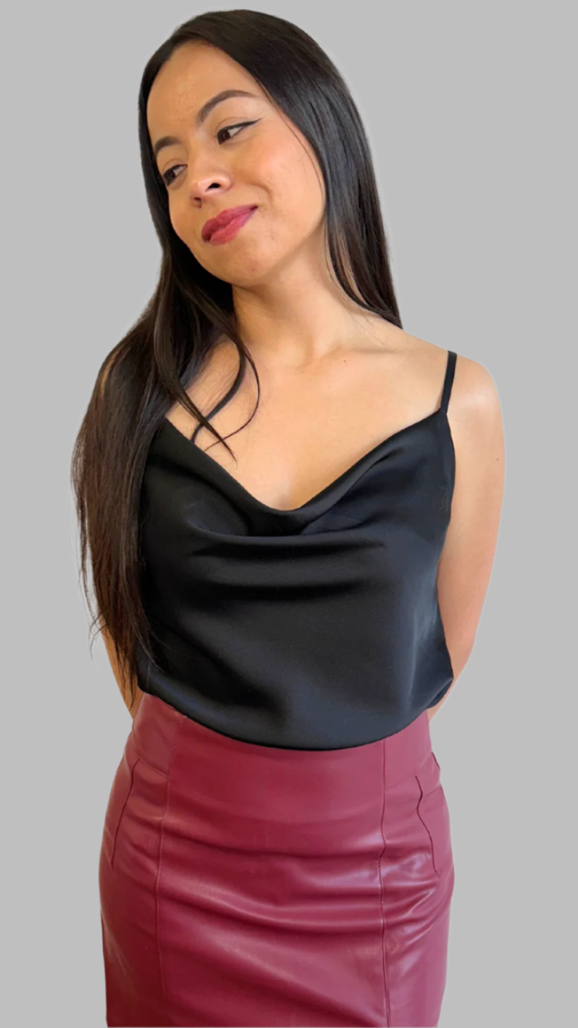 Spaghetti Strap Cowl Front Cami