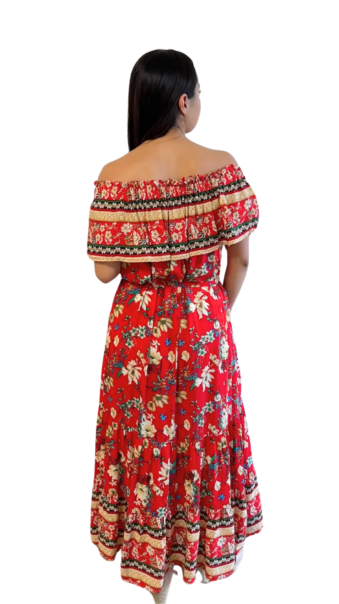 Joaquina Floral Printed Off Shoulder Maxi Dress