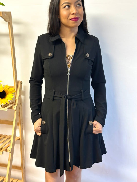 Black Long Jacket with Belt