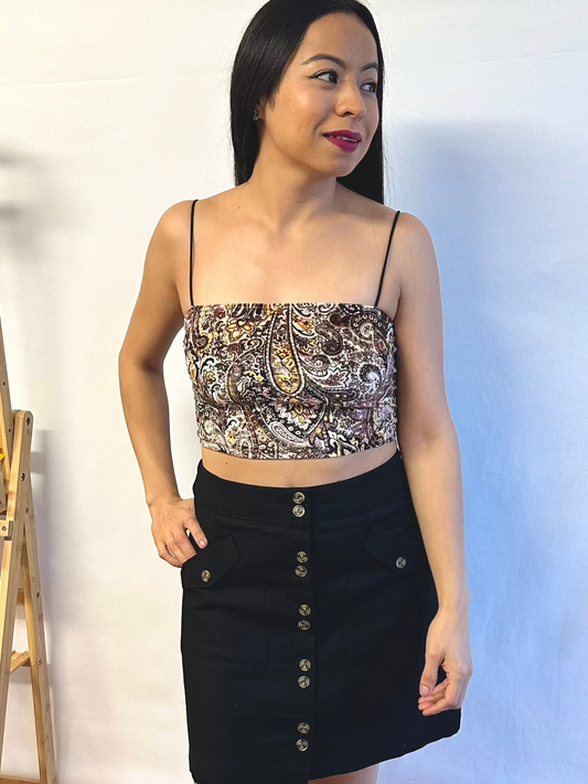 Paisley Velvet Crop Top