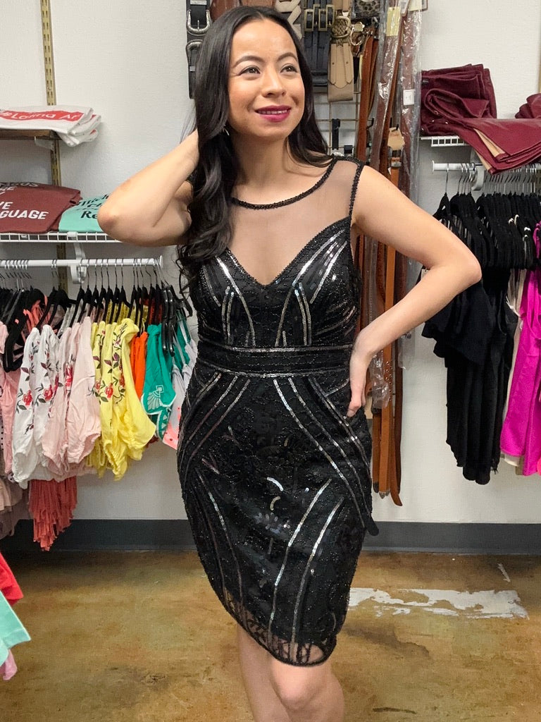 Black Sequin Gatsby Dress