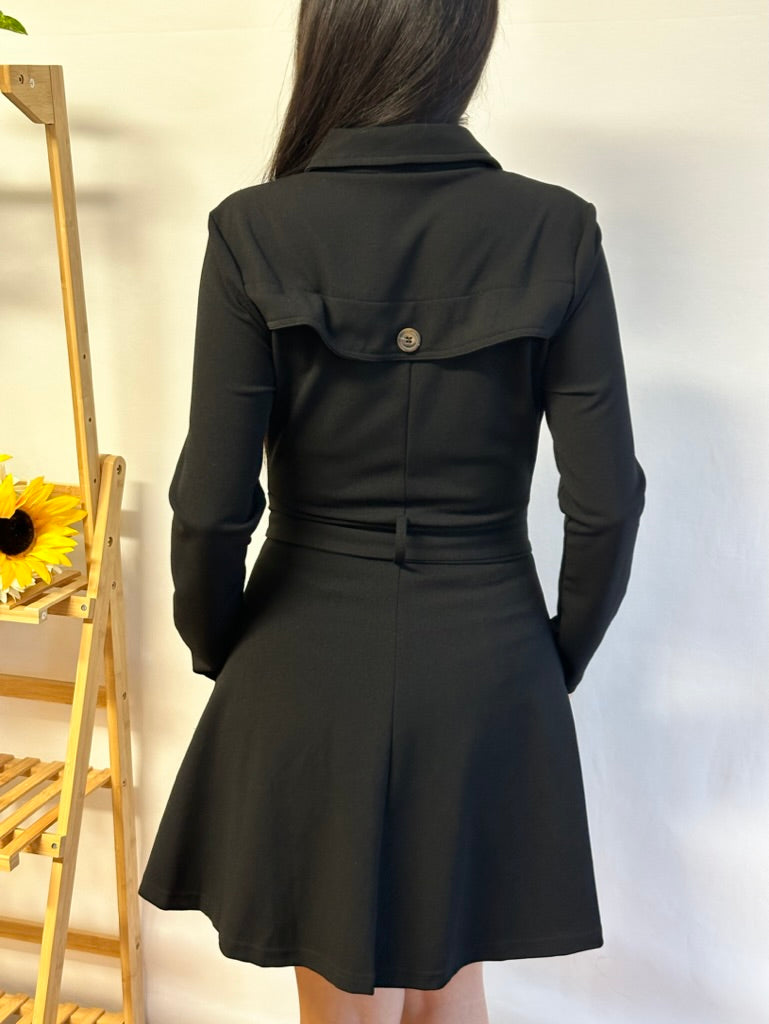 Black Long Jacket with Belt