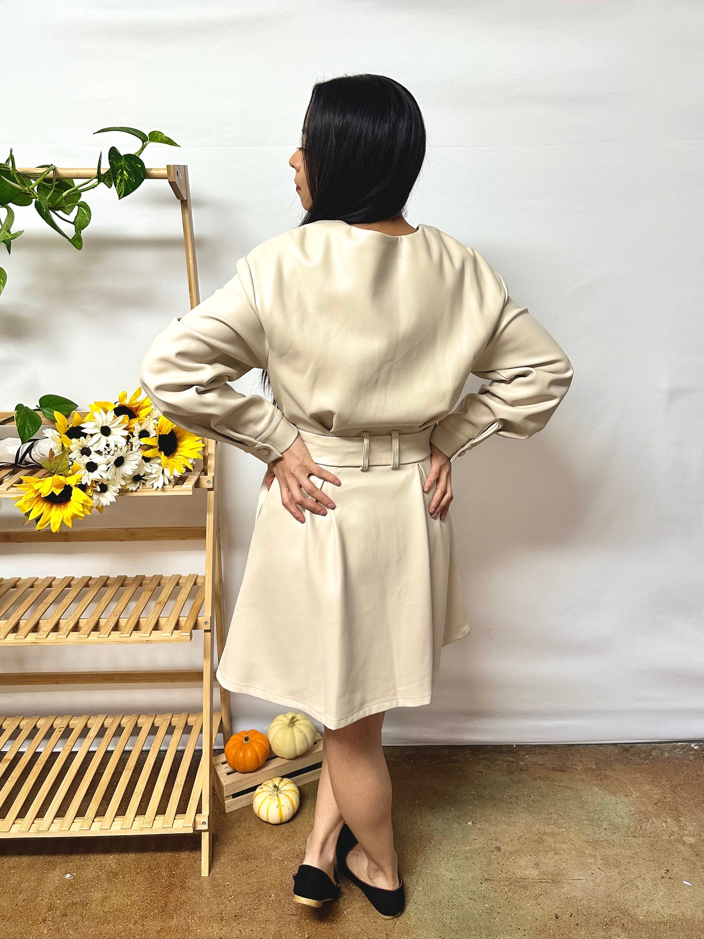 Pearl White Leather Coat