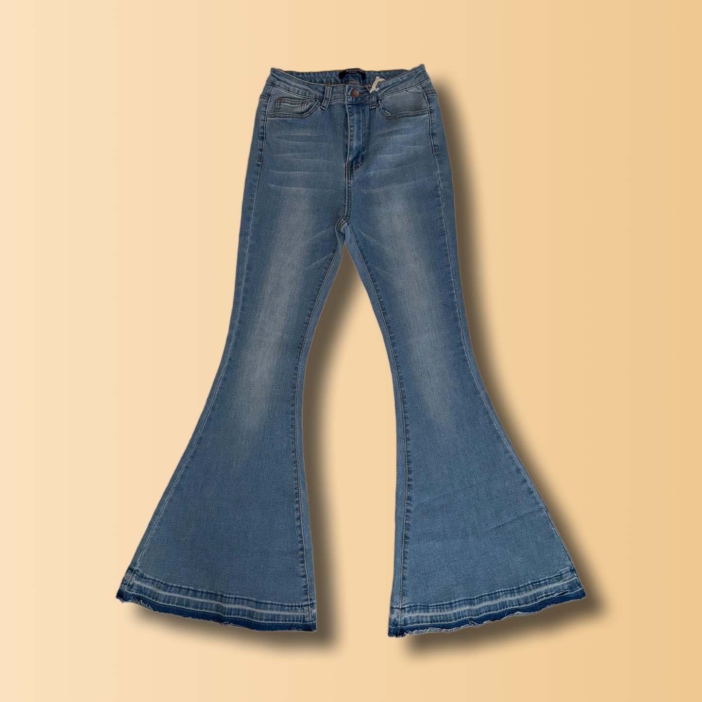 American Bazi High-Waisted Flare Jeans - Women's Light Wash Stretch Denim (Style RJH-2583)