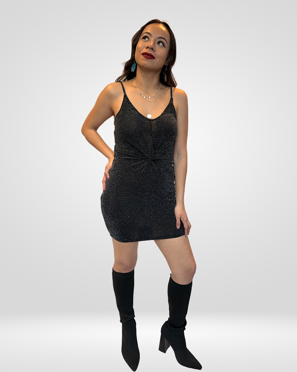 Griselda Shimmer Black Dress