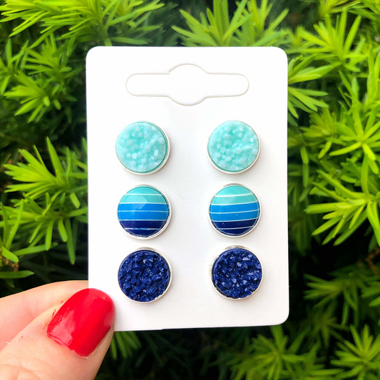 Blue Stud Earring Set