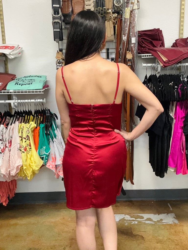 Satin Slip Dress (Pink or Red)