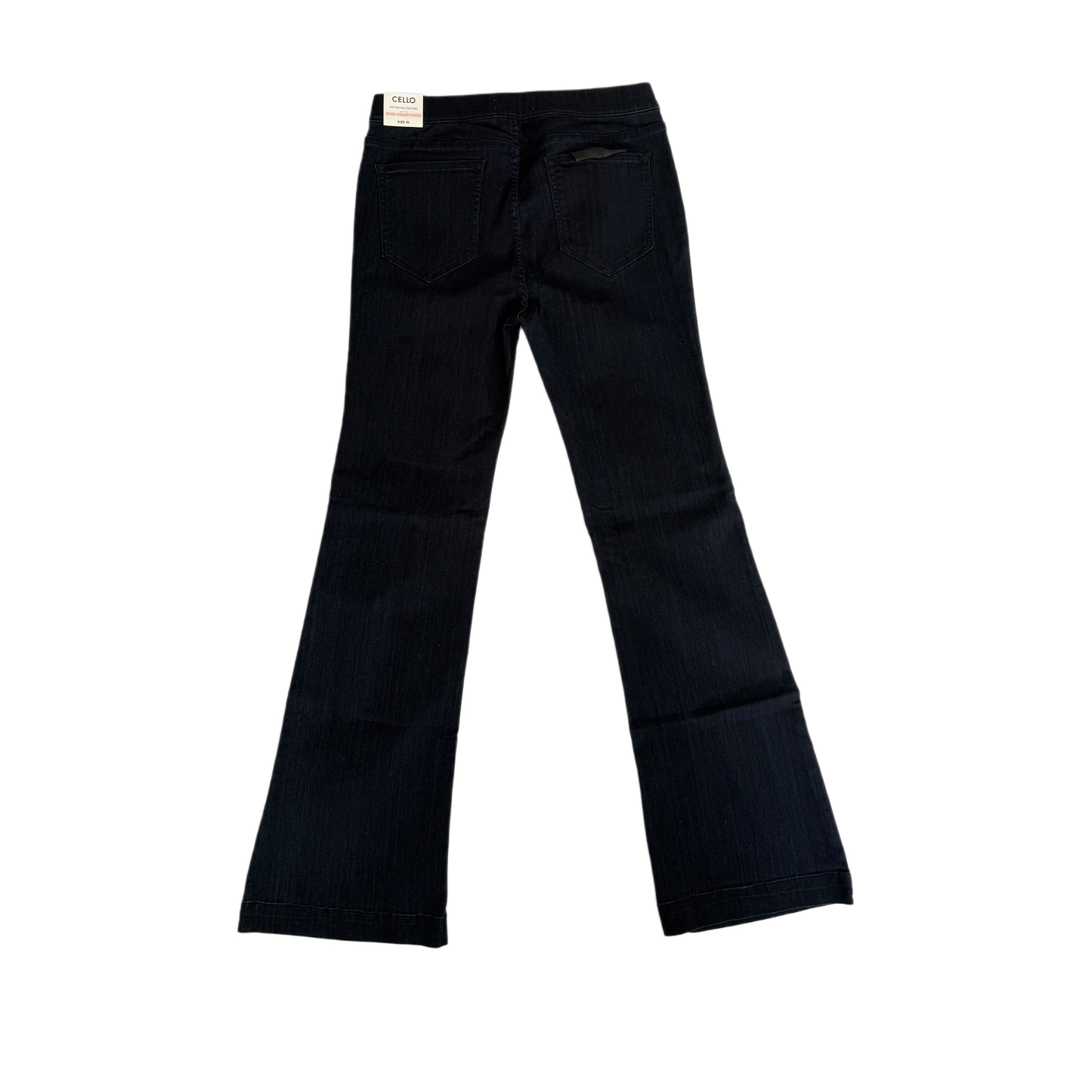 Cello Mid Rise Pull On Boot-cut Jeans - Women's Deluxe Comfort Stretch Rayon Denim, Dark Wash (Sizes L & XL)