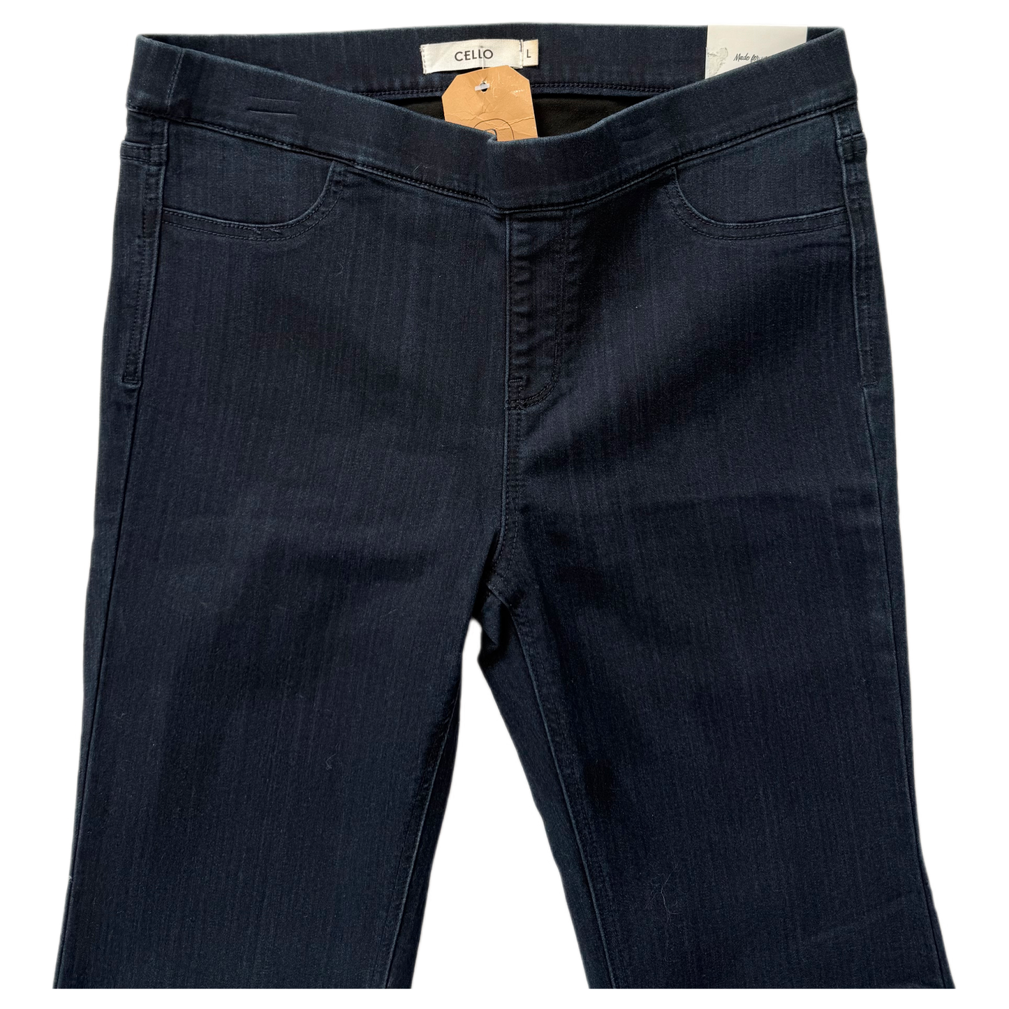 Cello Mid Rise Pull On Boot-cut Jeans - Women's Deluxe Comfort Stretch Rayon Denim, Dark Wash (Sizes L & XL)