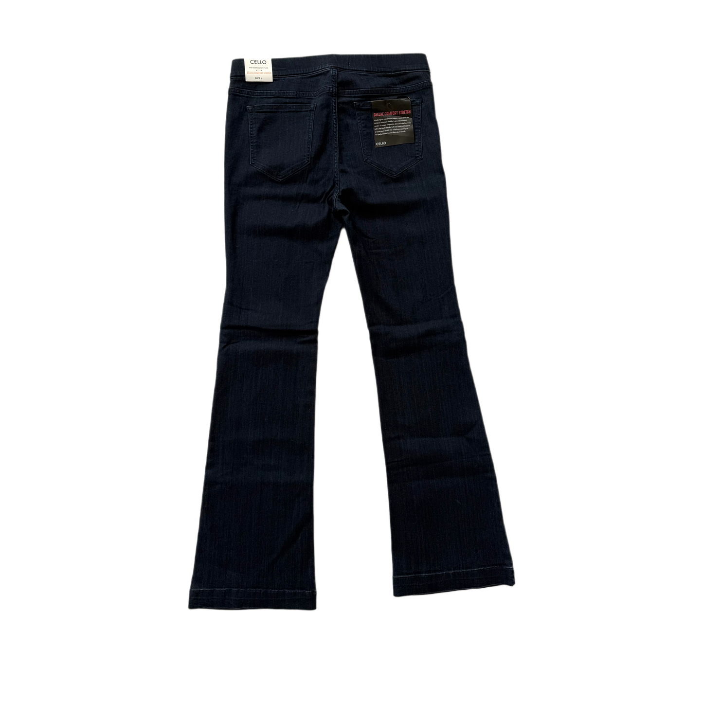 Cello Mid Rise Pull On Boot-cut Jeans - Women's Deluxe Comfort Stretch Rayon Denim, Dark Wash (Sizes L & XL)