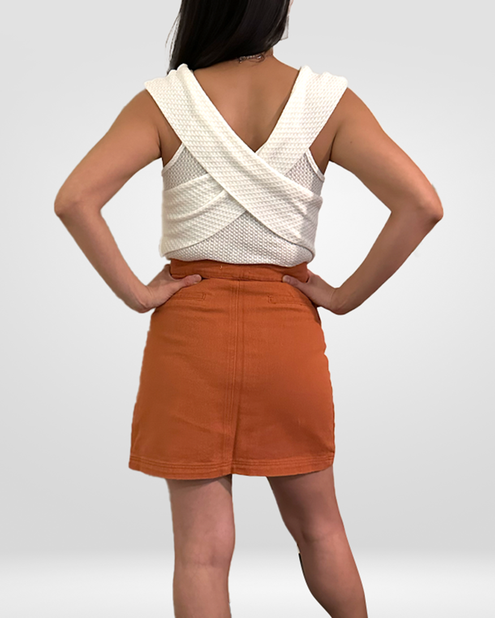 Coral Denim Button Up Mini Skirt