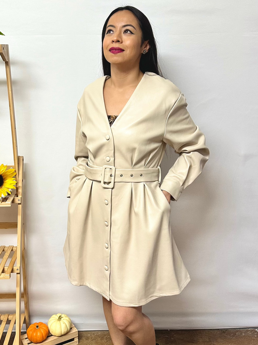 Pearl White Leather Coat