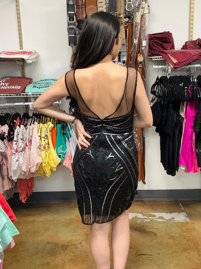 Black Sequin Gatsby Dress