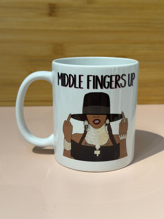 Beyonce Middle Fingers Up Mug