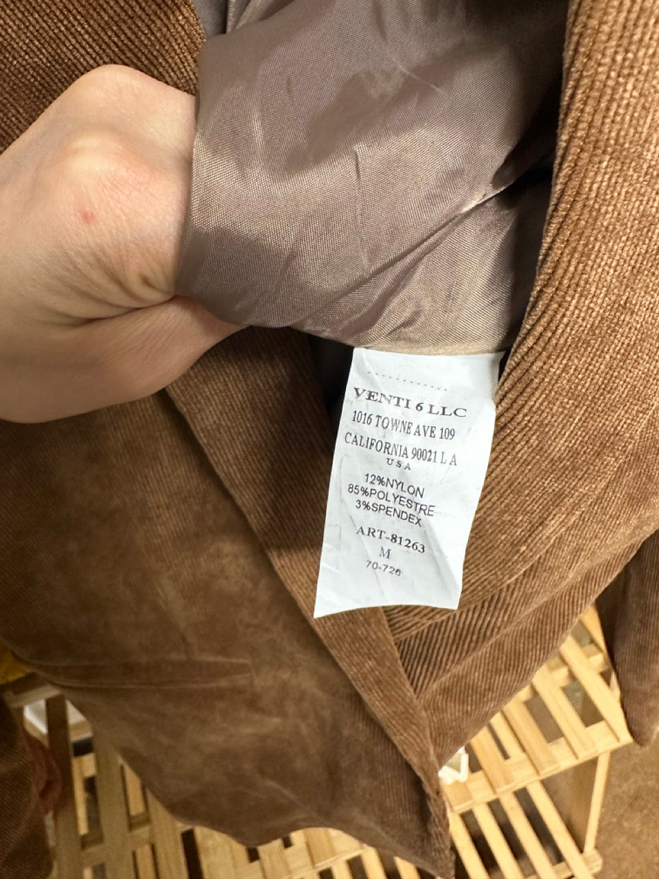 Brown Corduroy Jacket Size Small