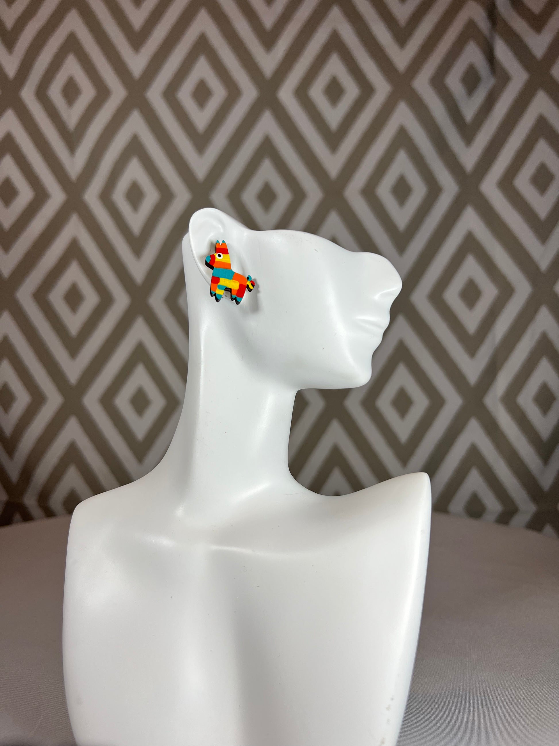 Wooden Piñata Earring Studs - Descendencia Latina