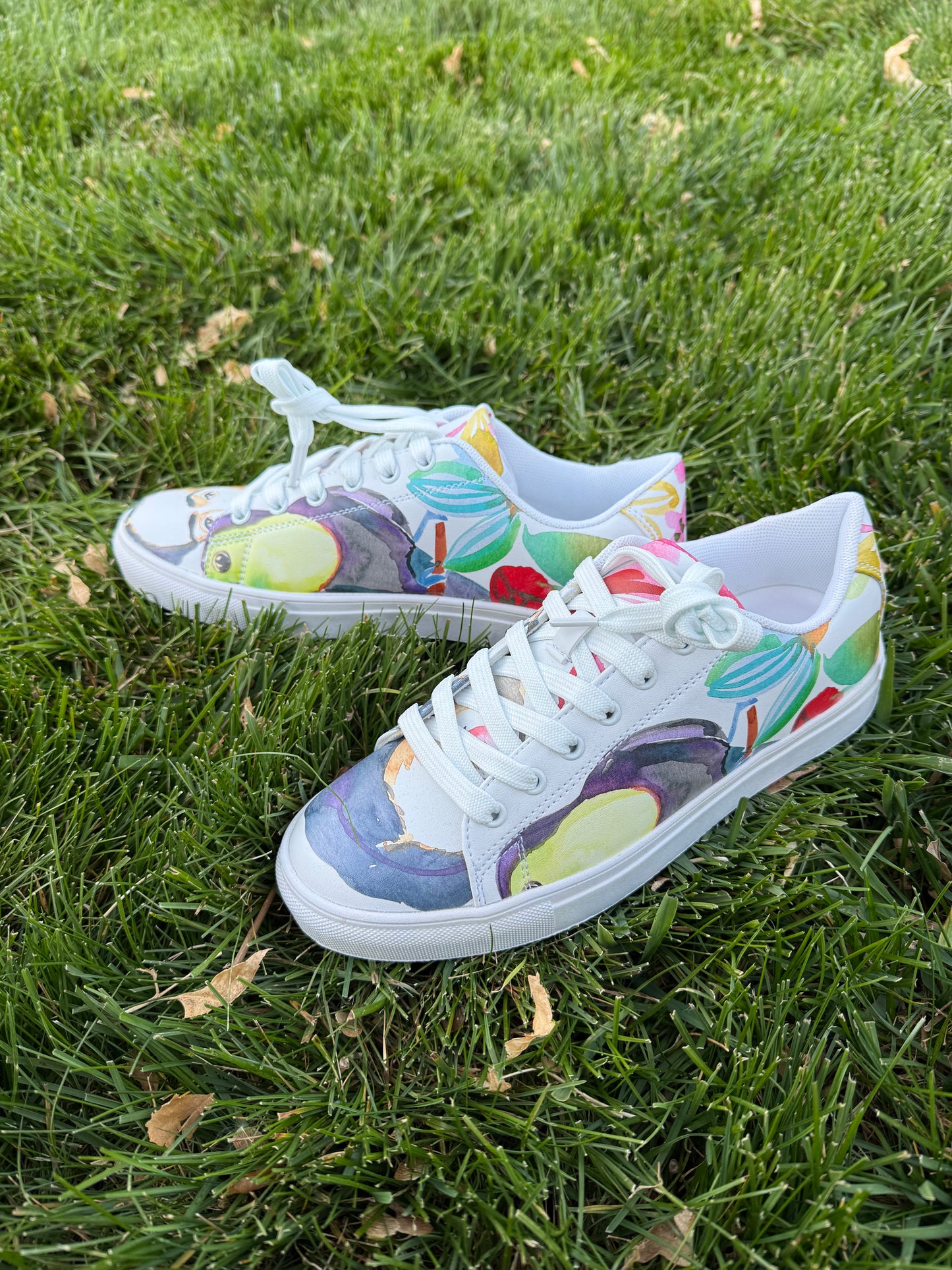 Frida Watercolor Portrait Printed Sneakers Women's Size 7.5