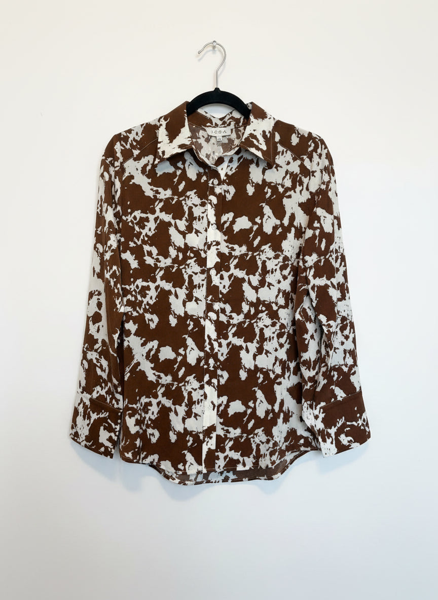 Vaquera Long Sleeve Cow print Button Up - Small