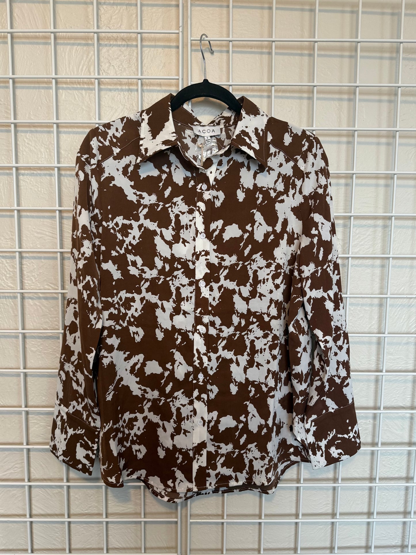 Vaquera Long Sleeve Cow print Button Up - Small
