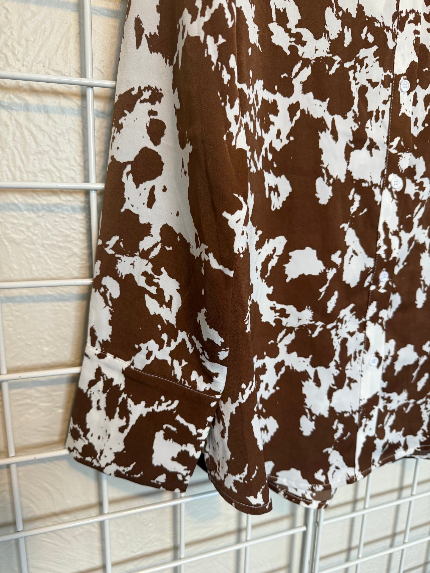 Vaquera Long Sleeve Cow print Button Up - Small