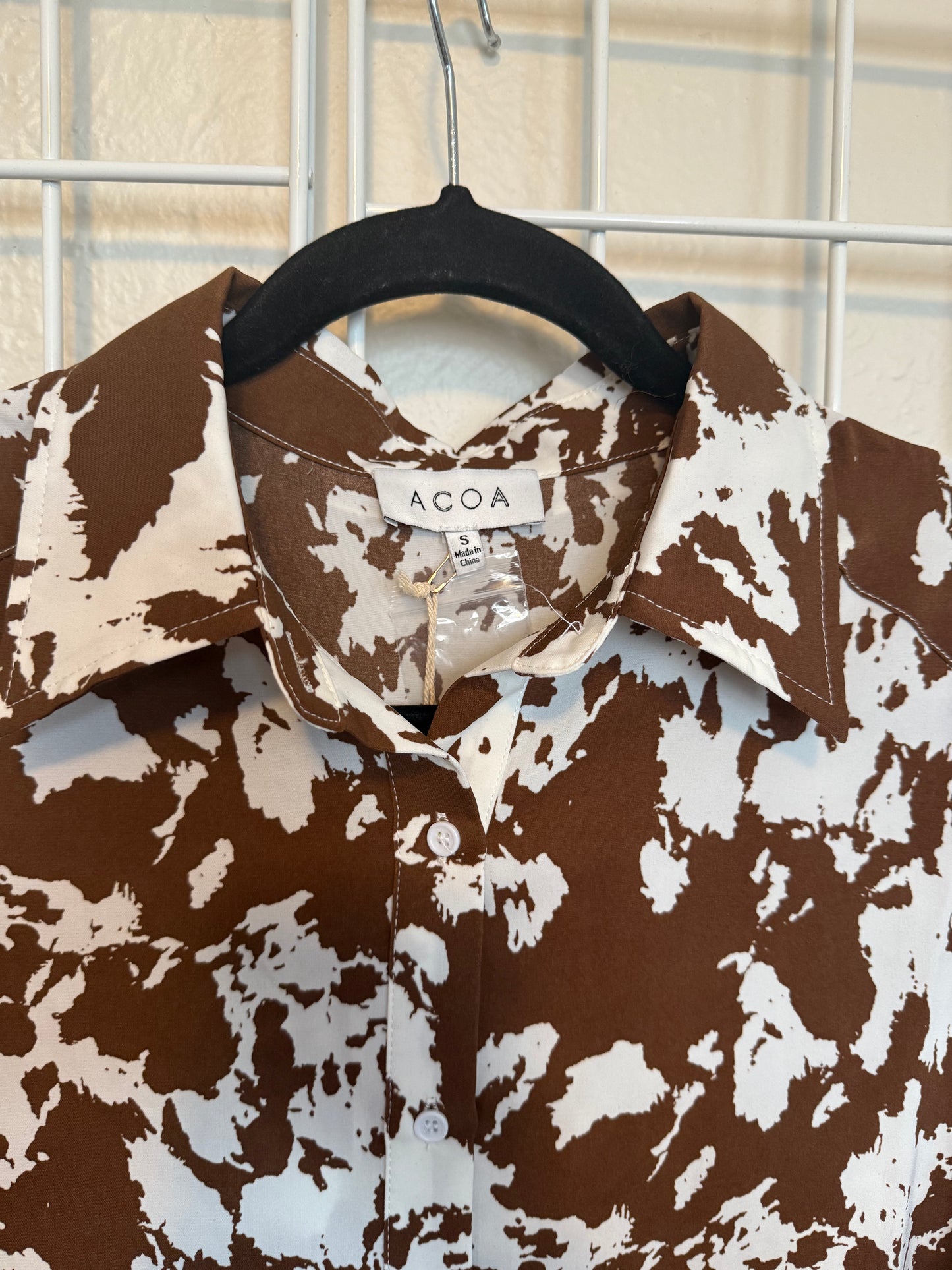 Vaquera Long Sleeve Cow print Button Up - Small