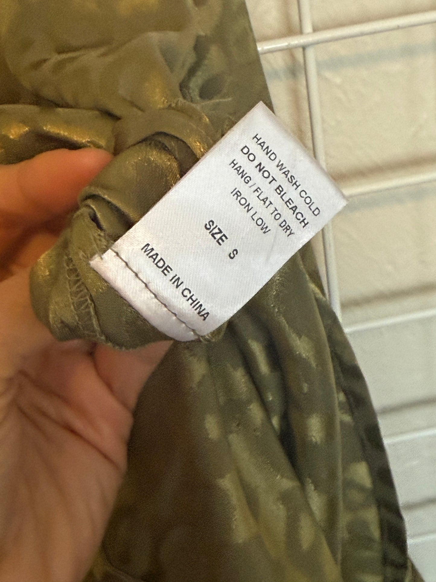 Green Leopard Print Blouse Satin Look - Small