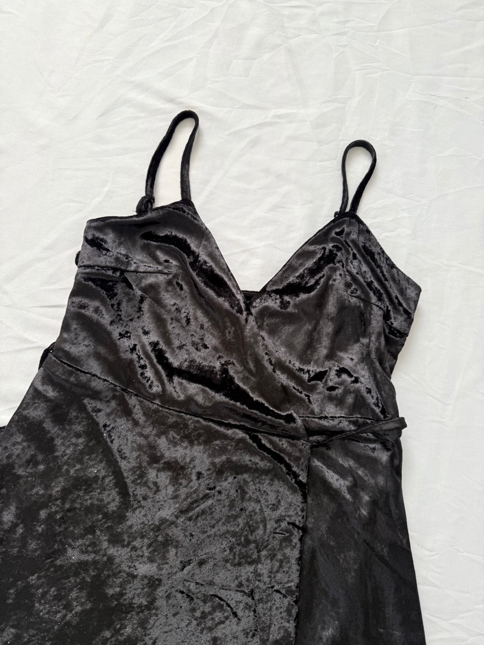 Short Black Velvet Wrap Cocktail Dress - A-Line