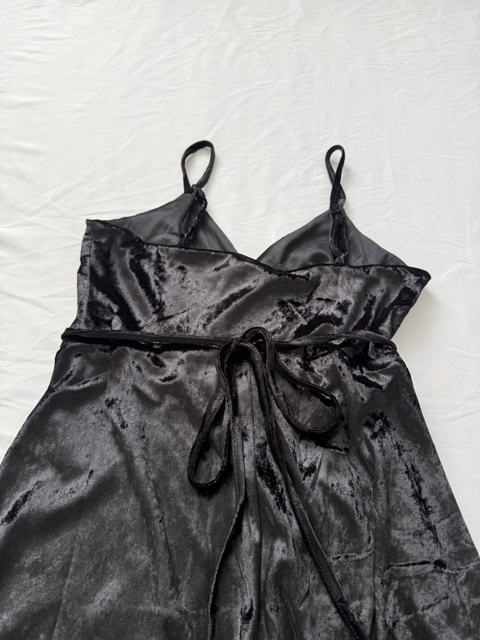 Short Black Velvet Wrap Cocktail Dress - A-Line