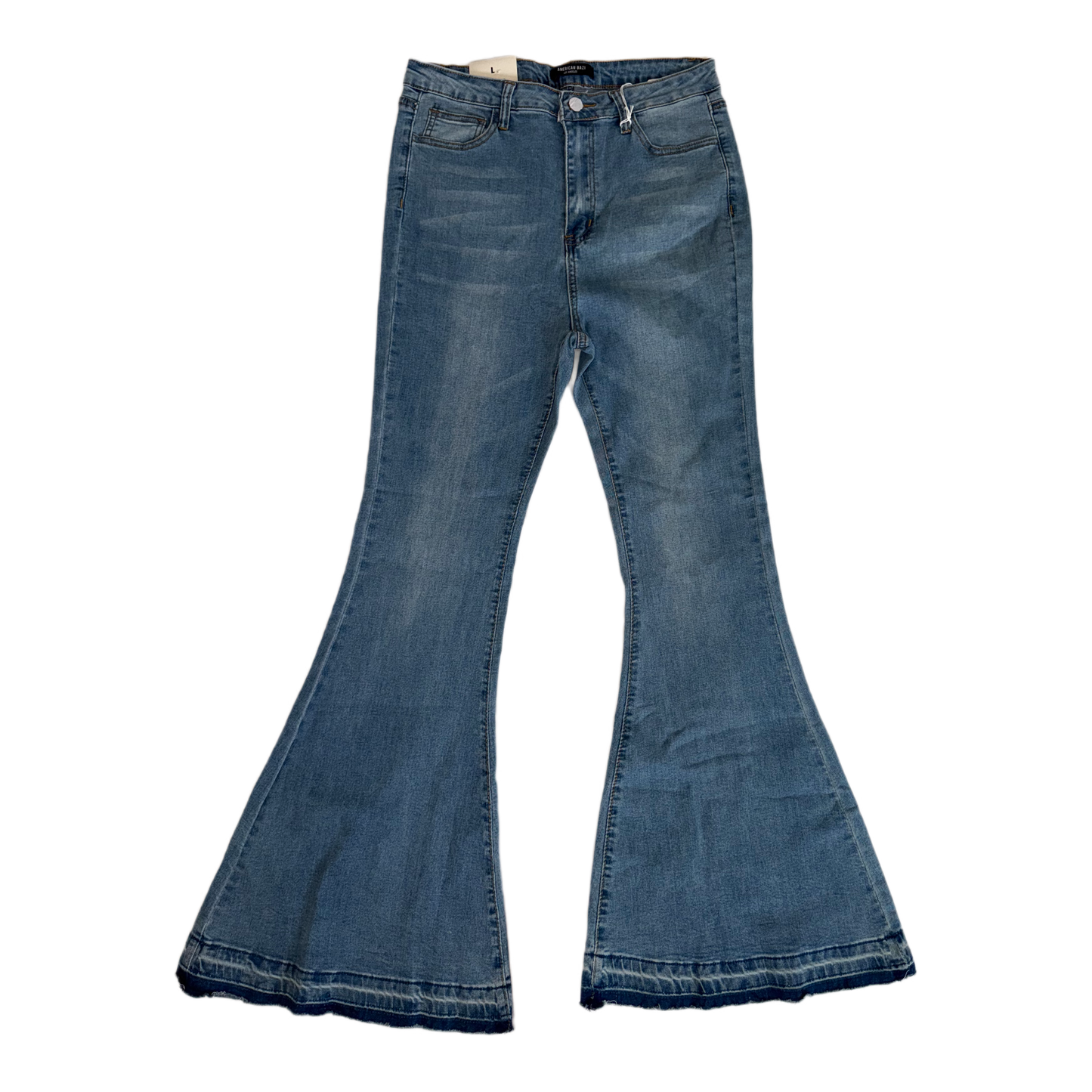 American Bazi High-Waisted Flare Jeans - Women's Light Wash Stretch Denim (Style RJH-2583)