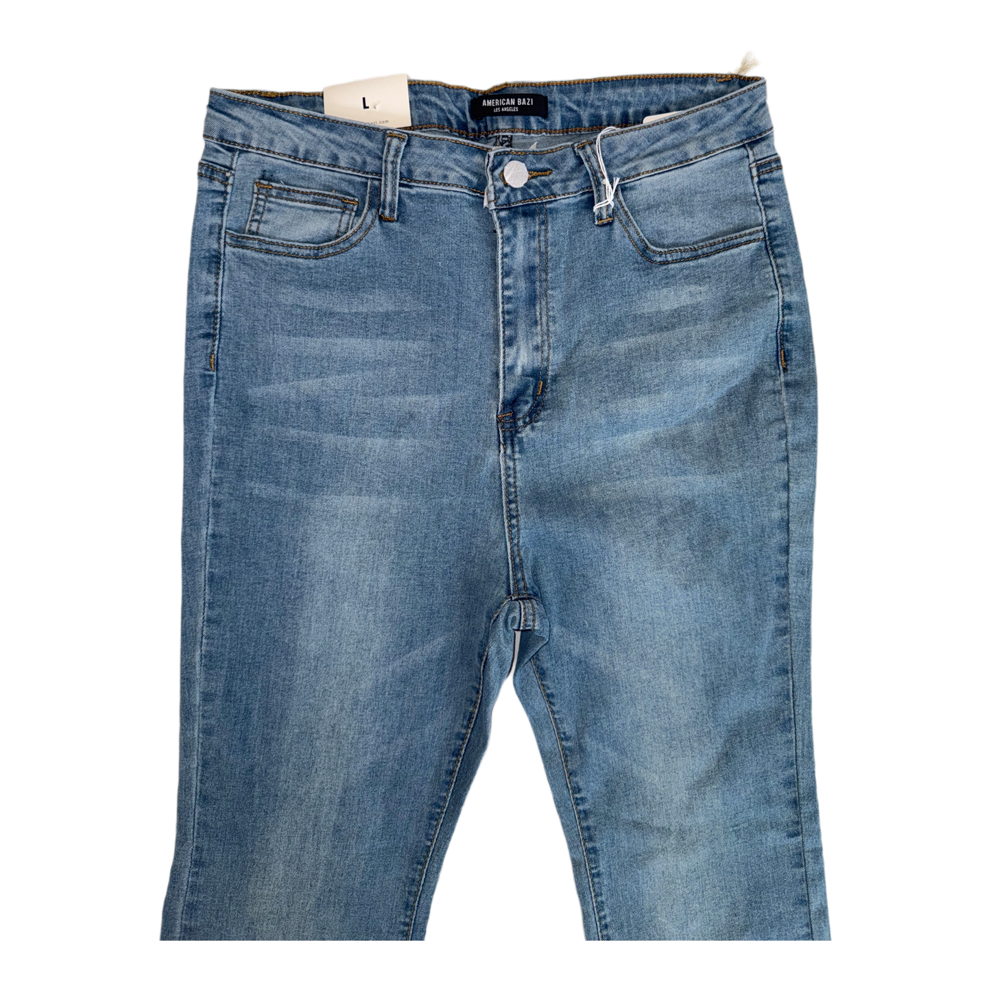 American Bazi High-Waisted Flare Jeans - Women's Light Wash Stretch Denim (Style RJH-2583)