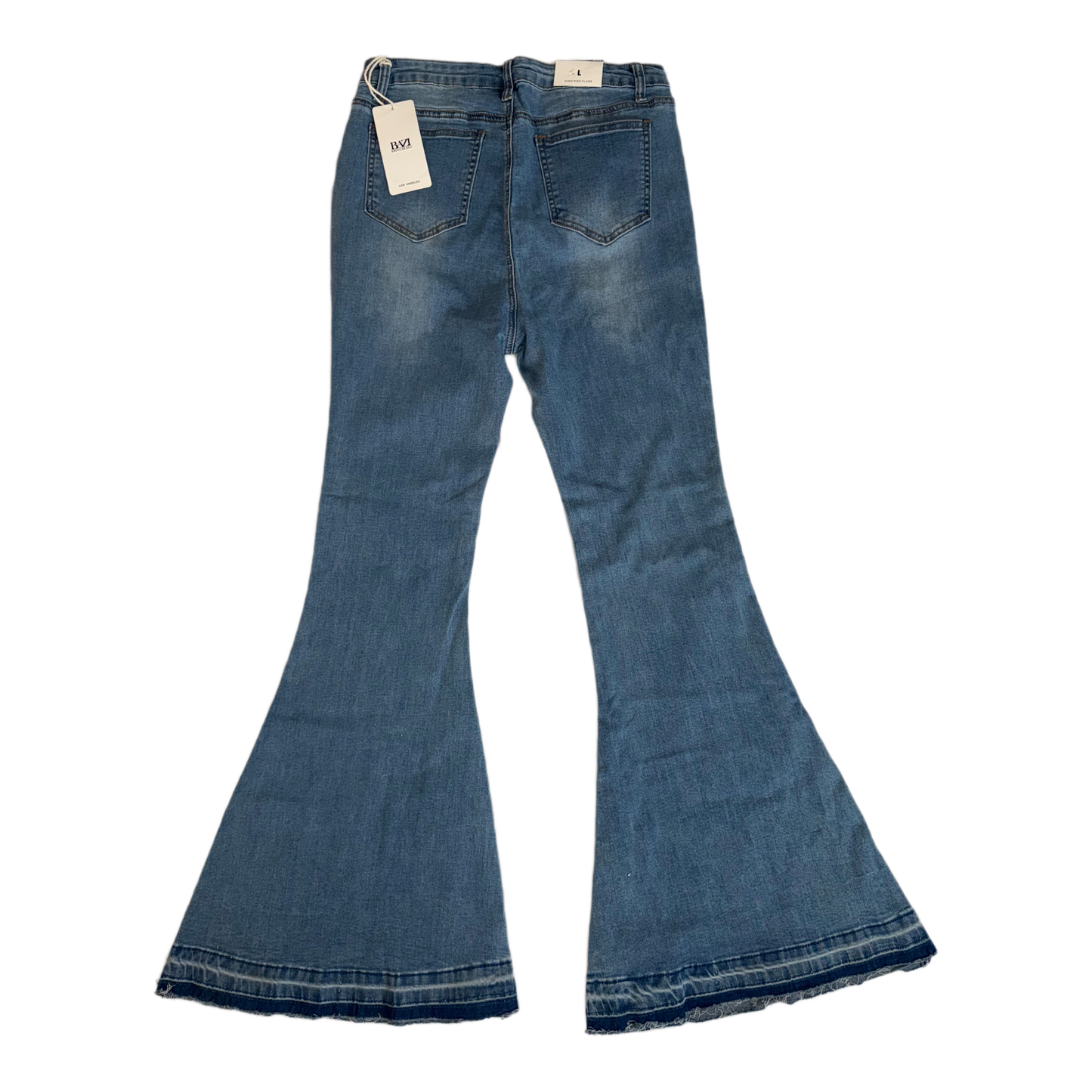 American Bazi High-Waisted Flare Jeans - Women's Light Wash Stretch Denim (Style RJH-2583)