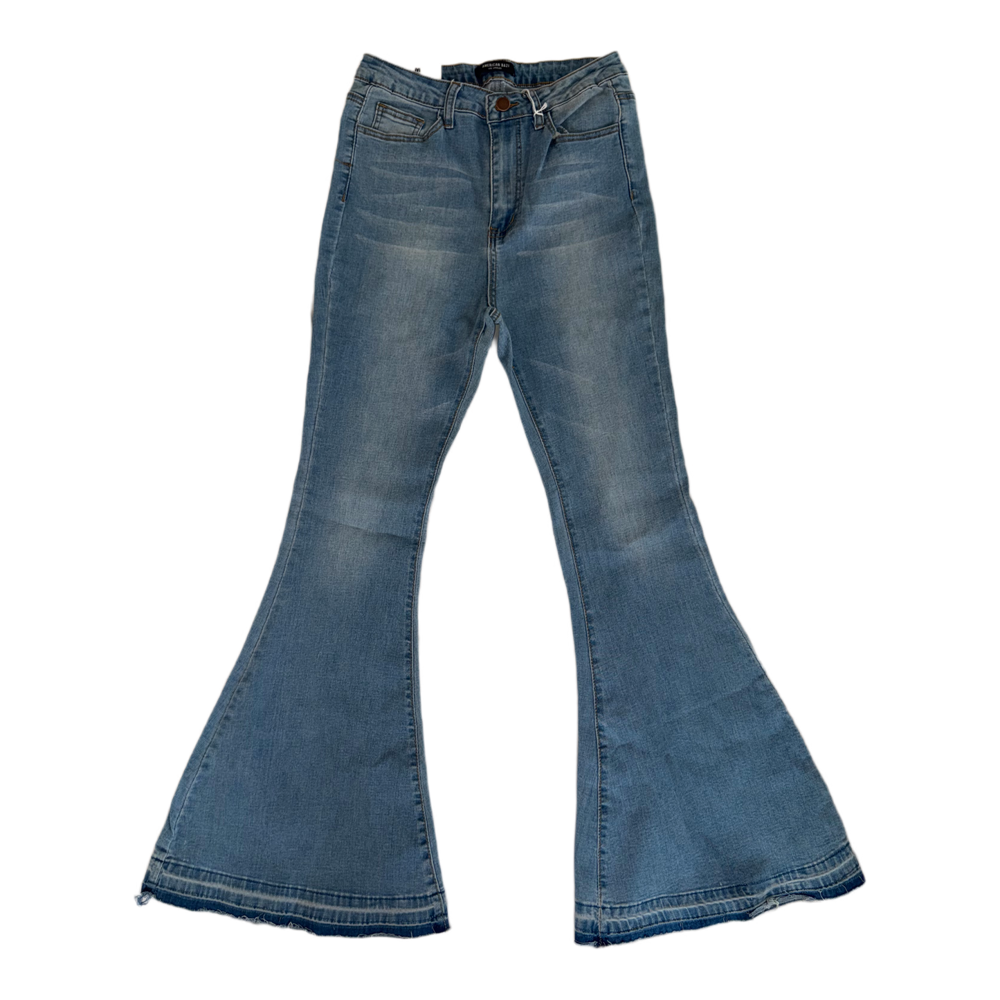 American Bazi High-Waisted Flare Jeans - Women's Light Wash Stretch Denim (Style RJH-2583)