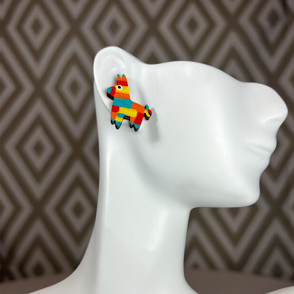 Wooden Piñata Earring Studs - Descendencia Latina