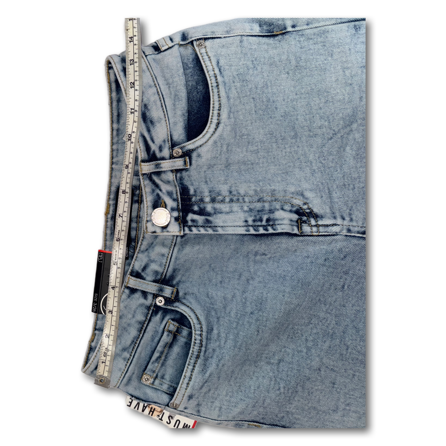 Boom Boom Jeans Los Angeles Women's High Waisted Cropped Mom Jeans - Straight Leg, Medium Stretch, Unique Wash (Style C21759Z)